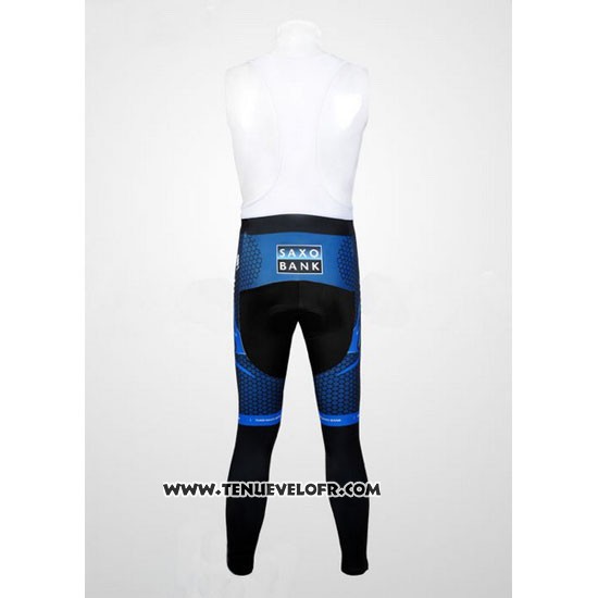2012 Maillot Ciclismo Saxo Bank Bleu et Noir Manches Longues et Cuissard